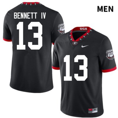 Men's Georgia Bulldogs NCAA #13 Stetson Bennett Nike Stitched Black Mascot 100th Anniversary 2020 Authentic College Football Jersey IKV3854HH